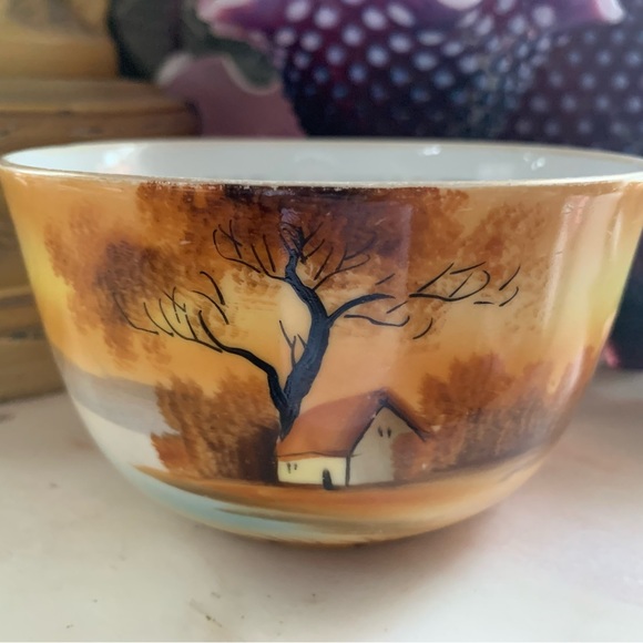 Vintage Noritake Morimura "Tree in the Meadow" Cranberry Bowl – Circa 1918 - Picture 1 of 5